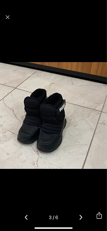 25 Beden siyah Renk Puma 25 Numara Cırtlı Bot