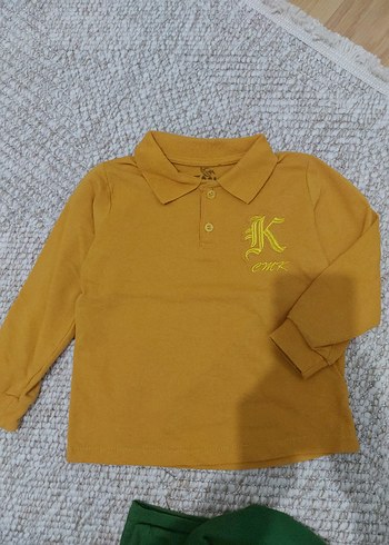 4 Yaş Beden çeşitli Renk Erkek Çocuk Renkli uzun Kollu Polo Tişört
