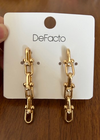 Accessorize DeFacto Zincir Detaylı Uzun Altın Küpe