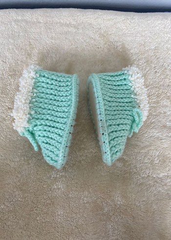 Turkuaz Örgü Kız Bebek Patik - Görsel 2