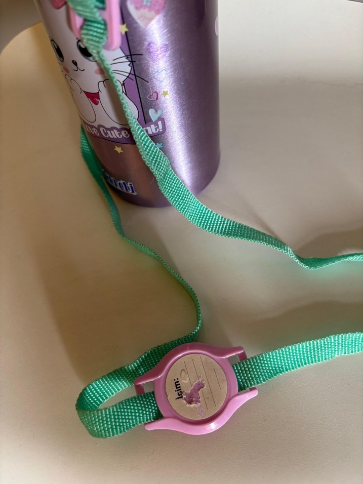 Pembe Kedi Desenli Çocuk Termosu - Görsel 4