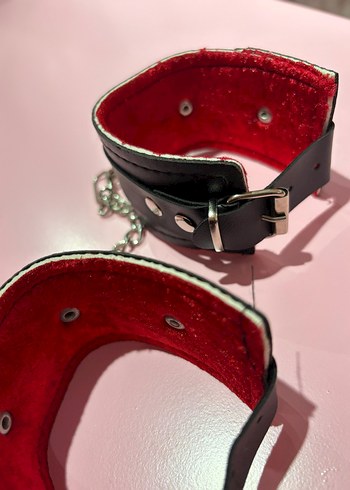 Kırmızı Zincir Detaylı Gotik Kadın El Zinciri - Görsel 7