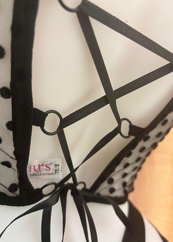 Siyah Puantiyeli Kısa Büstiyer - Görsel 7