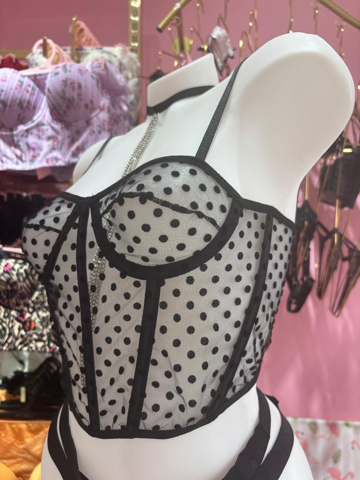 Siyah Puantiyeli Kısa Büstiyer - Görsel 2
