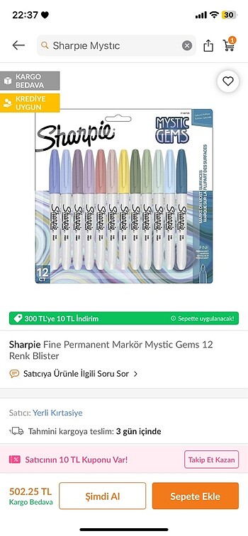  Beden Renk SHARPIE MYSTIC GEMS KALEM SETİ