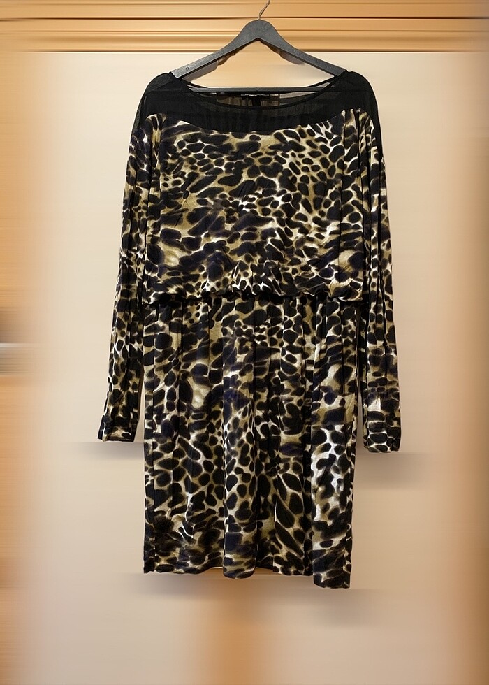 Leopar bol döküm elbise - Görsel 2
