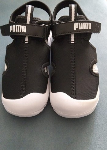 Puma Erkek Çocuk Siyah Beyaz Cırtlı Terlik