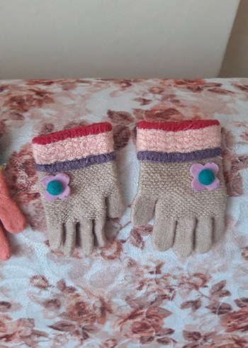 Renkli Nakışlı Kız Örgü Eldivenleri - Görsel 2