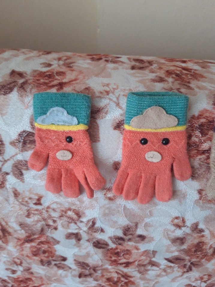 Renkli Nakışlı Kız Örgü Eldivenleri - Görsel 3