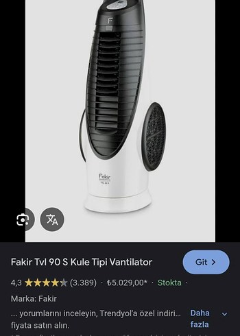 Fakir Tvl 90 S Kule Tipi Vantilatör Beyaz