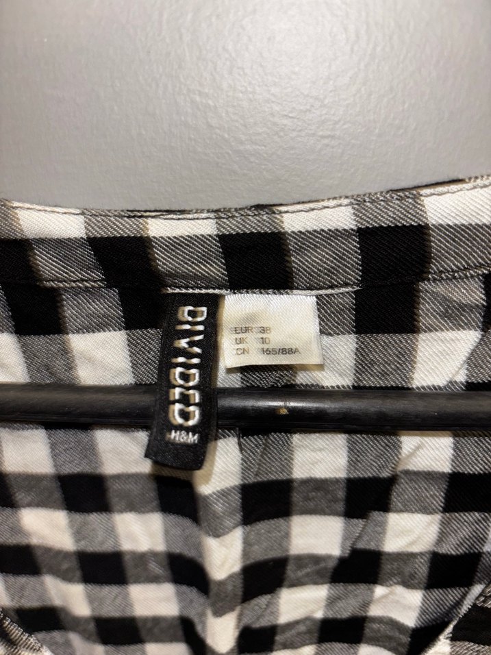 Kadın Siyah Beyaz Kareli V Yaka Gömlek - Görsel 4