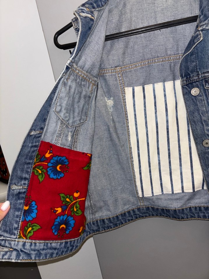 Düğmeli Mavi Kolsuz Denim Ceket - Görsel 4