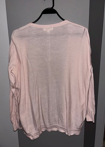 Pembe V Yakalı Midi Kadın Hırka - Görsel 4