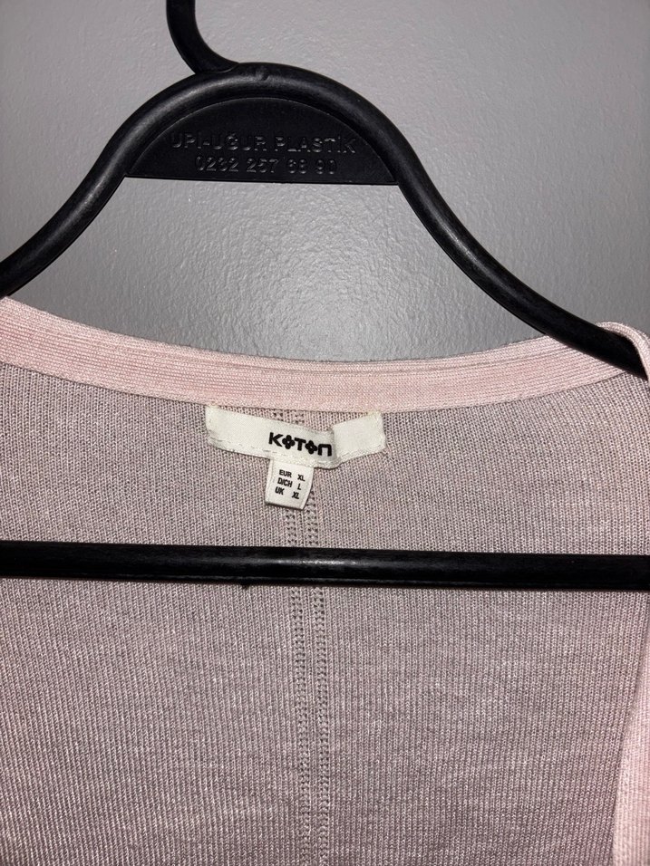 Pembe V Yakalı Midi Kadın Hırka - Görsel 3