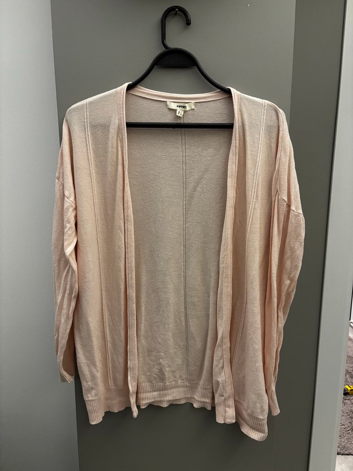 Pembe V Yakalı Midi Kadın Hırka - Görsel 2