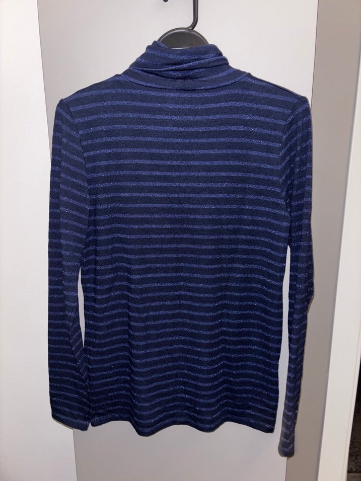 Çizgili Lacivert Balıkçı Yaka Kadın Kazak - Görsel 2