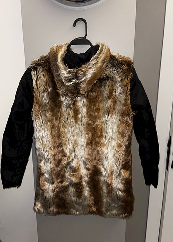 Kahverengi Kürk Detaylı Midi Kadın ceket - Görsel 3