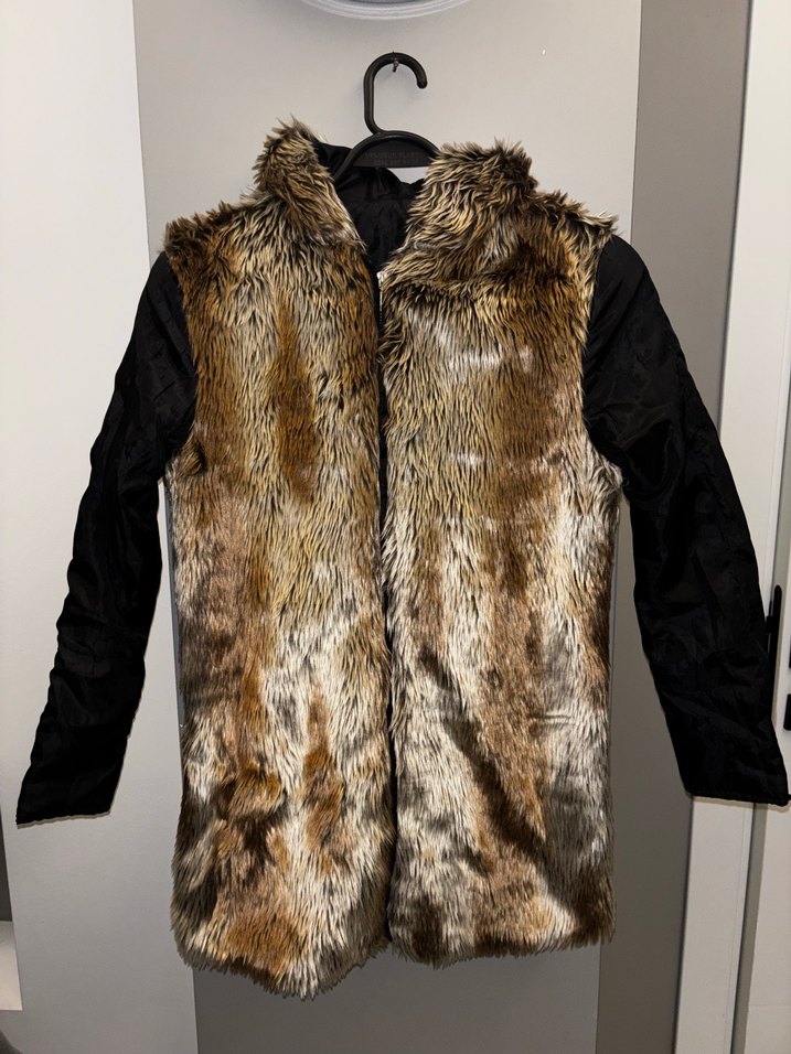 Kahverengi Kürk Detaylı Midi Kadın ceket - Görsel 2