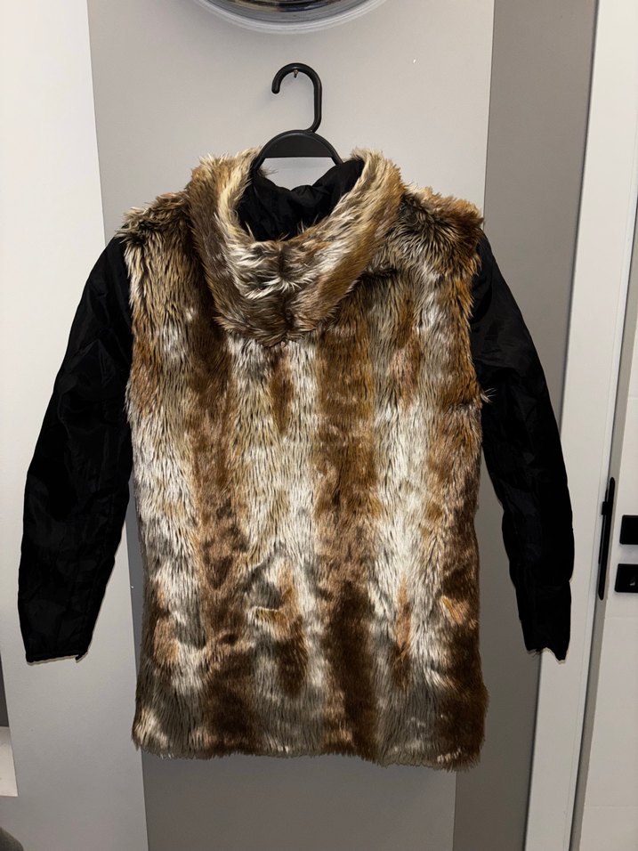 Kahverengi Kürk Detaylı Midi Kadın ceket - Görsel 3