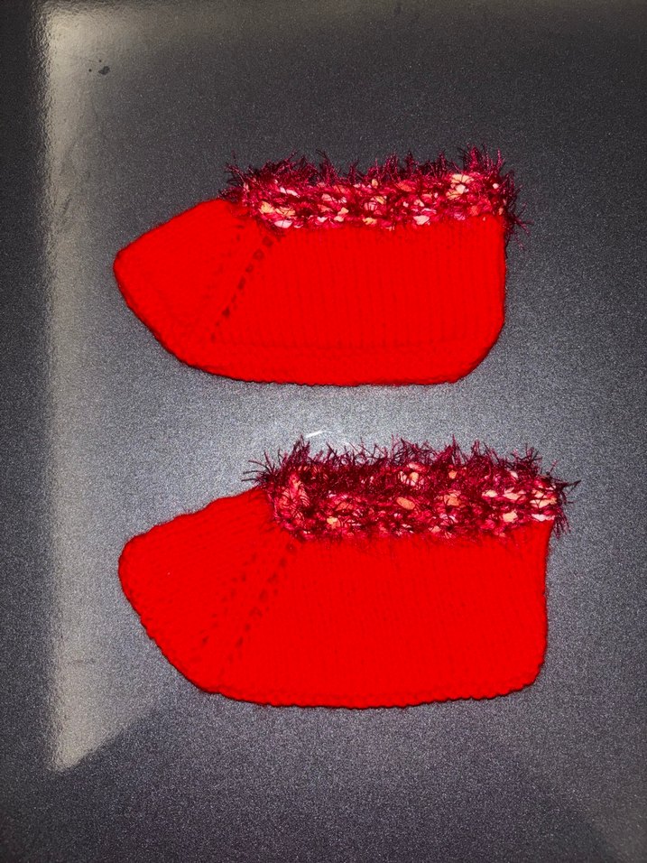 Bebek Kırmızı Örgü Ev Patiği - Görsel 4