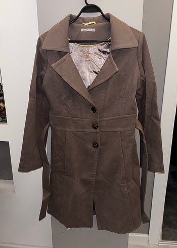 Düğmeli Kahverengi Kadın kaşe kaban - Görsel 2