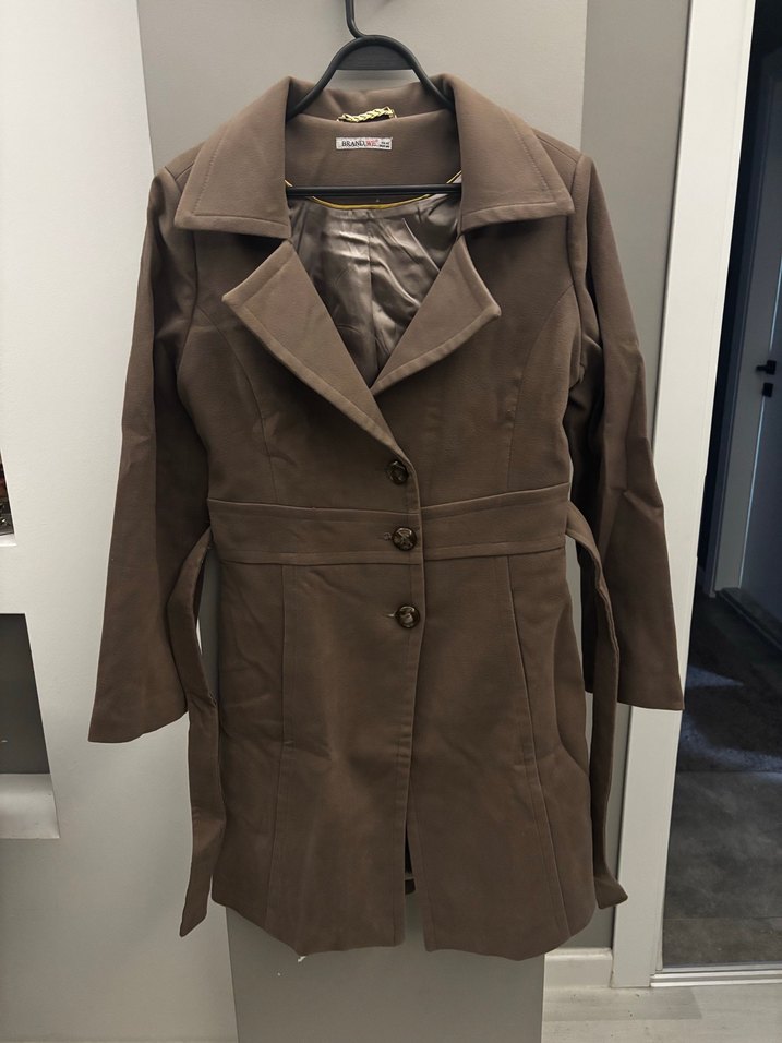 Düğmeli Kahverengi Kadın kaşe kaban - Görsel 3