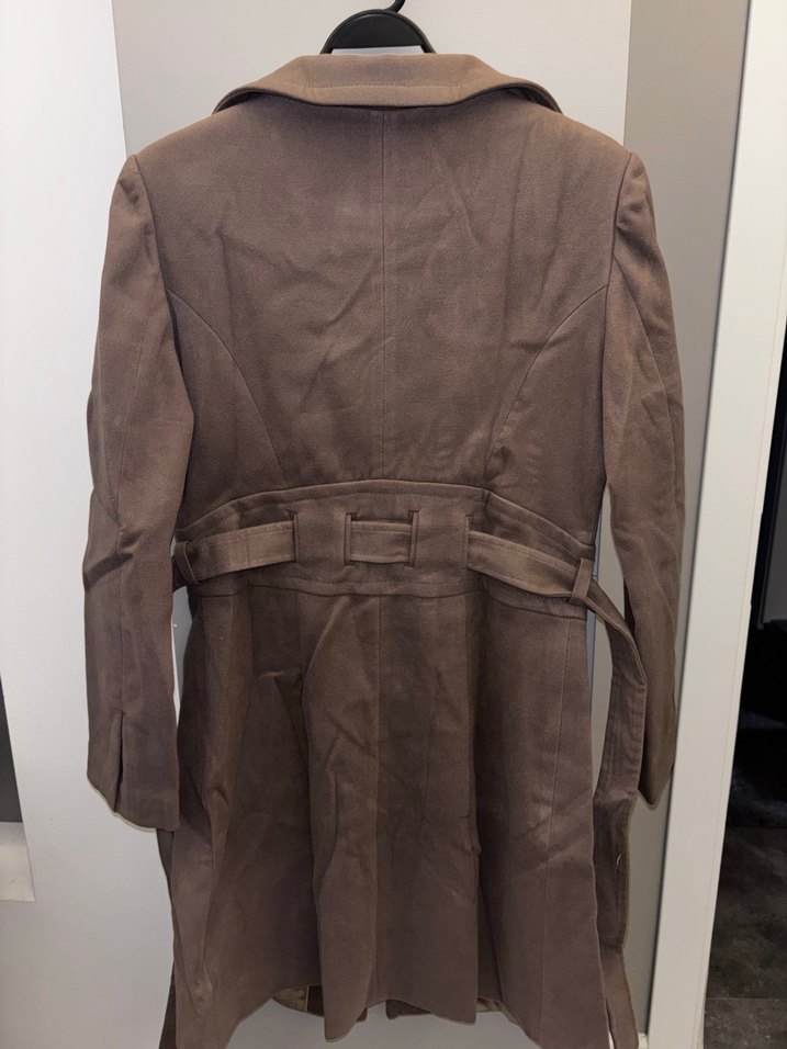 Düğmeli Kahverengi Kadın kaşe kaban - Görsel 4