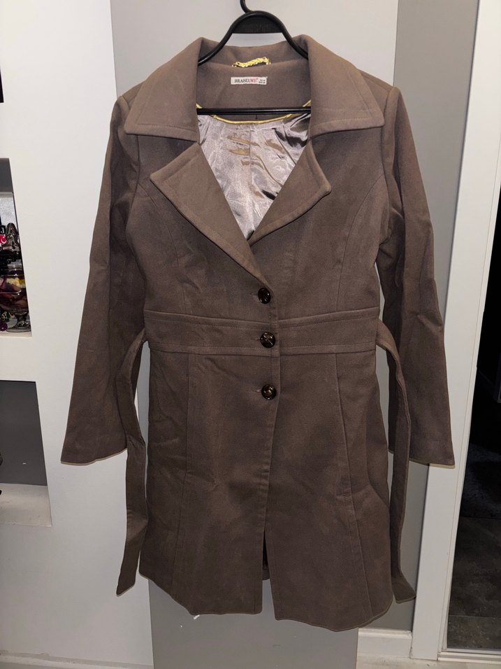 Düğmeli Kahverengi Kadın kaşe kaban - Görsel 2