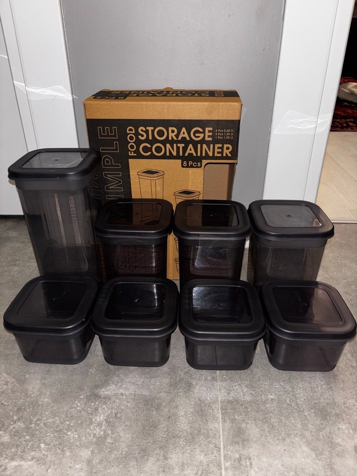 Gri Plastik 8 Parça Saklama Kabı Seti - Görsel 2