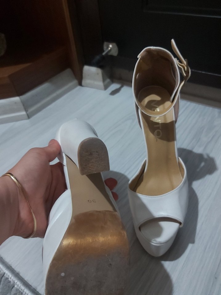 Kadın Beyaz Platform Topuklu Ayakkabı - Görsel 4
