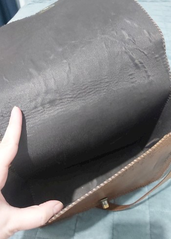 Kahverengi Nakışlı Deri Kadın Çapraz Çanta - Görsel 4