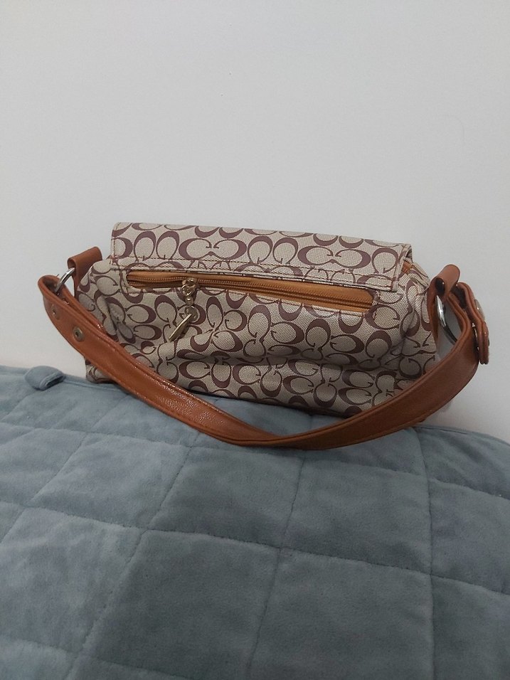 Kahverengi Baskılı Deri Kadın Çanta - Görsel 2