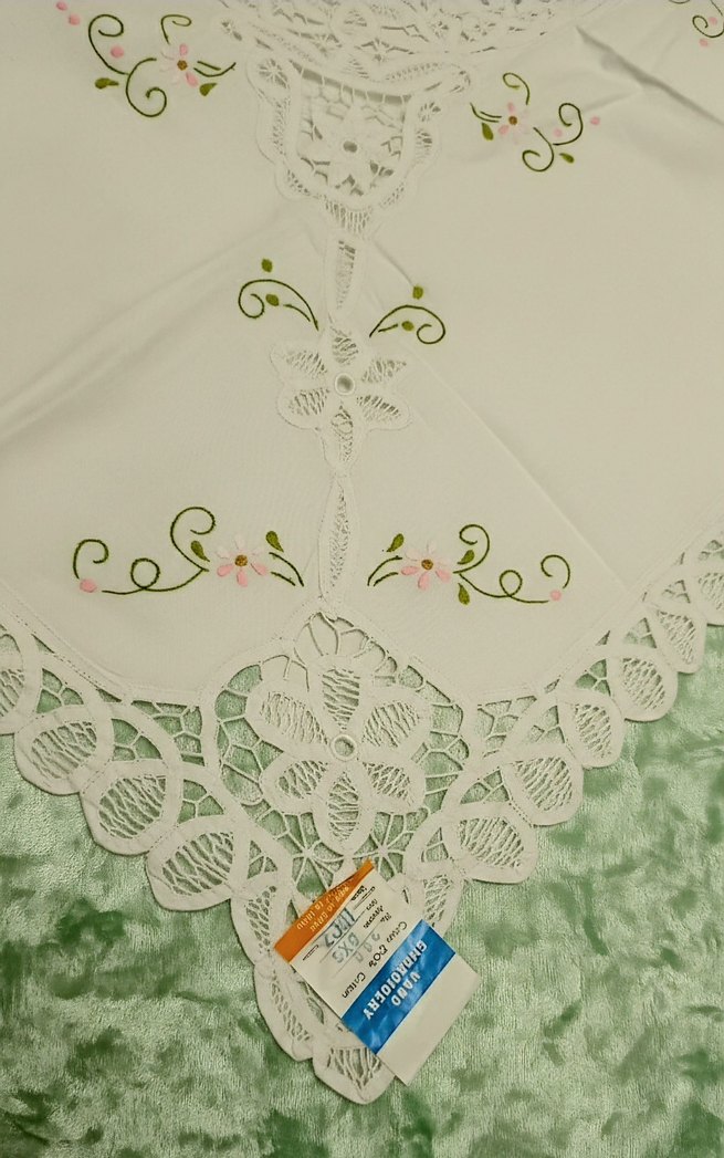 Nakışlı Beyaz Masa Örtüsü Seti - Görsel 4