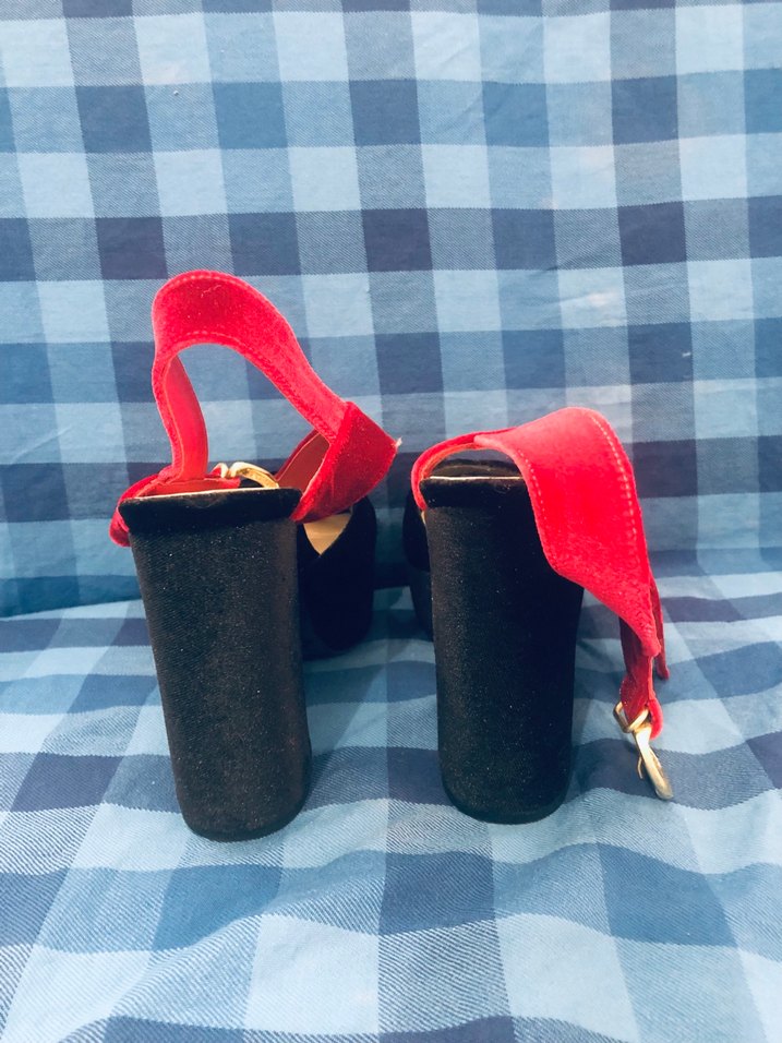 Kırmızı Tokalı Platform Topuklu Kadın Ayakkabı - Görsel 4