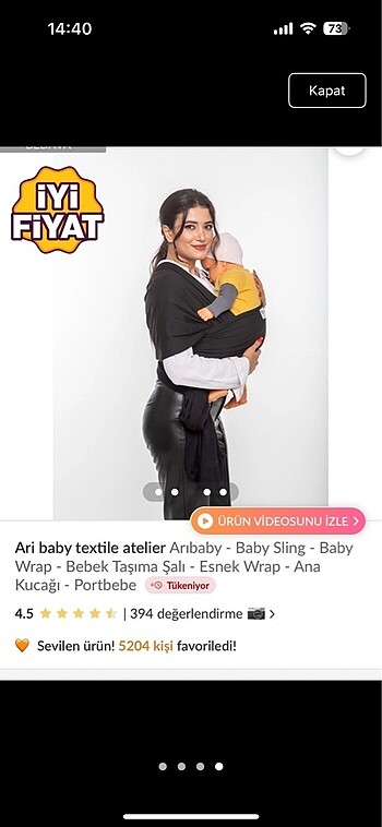  Beden siyah Renk Sling kanguru