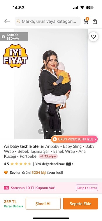 Beden siyah Renk Kanguru sling bebek yenidoğan