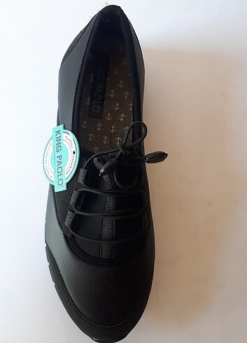 36 Beden siyah Renk King Paolo Krakers Siyah Lastik Bağcıklı Bayan Ayakkabısı. Hıc 