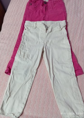 Kemerli Beyaz Kız Pantolonu - Görsel 3