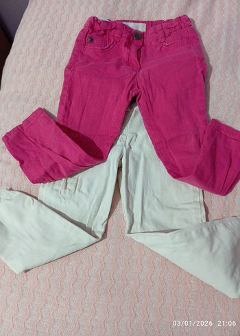 Kemerli Beyaz Kız Pantolonu - Görsel 2