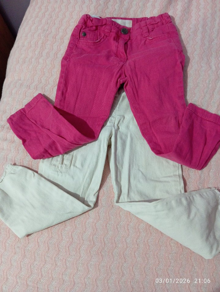 Kemerli Beyaz Kız Pantolonu - Görsel 2