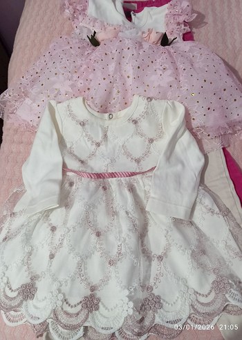 Pembe Dantel Detaylı Kız Çocuk Elbisesi - Görsel 2