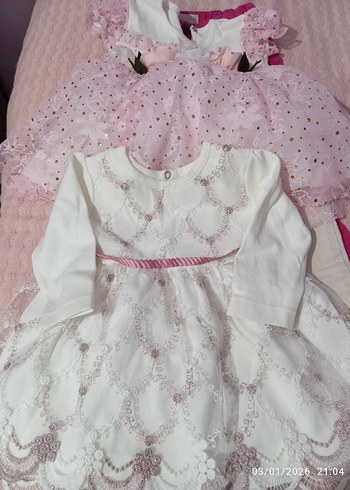 Pembe Dantel Detaylı Kız Çocuk Elbisesi - Görsel 3