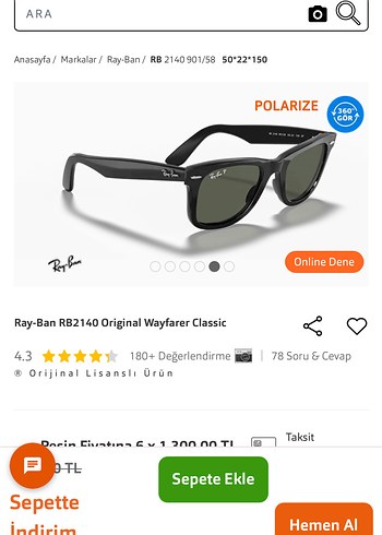 Ray-Ban RB2140 Orijinal Wayfarer Kadın Güneş Gözlüğü