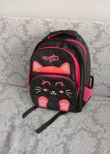 Pembe Renkli Kedi Figürlü Çocuk Sırt Çantası