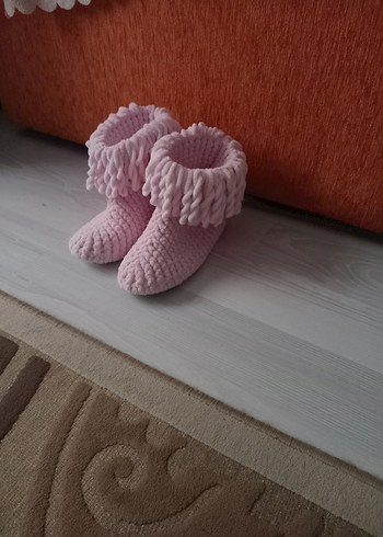 Kız Çocukları için Pembe Peluş Ev Terliklerı - Görsel 6