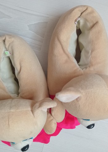 Kız Çocukları için Pembe Peluş Ev Terliklerı - Görsel 4