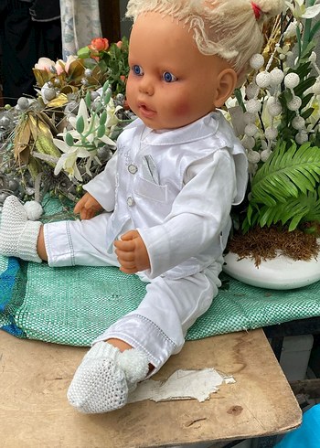 Düğmeli Bohem Beyaz kız bebek - Görsel 2