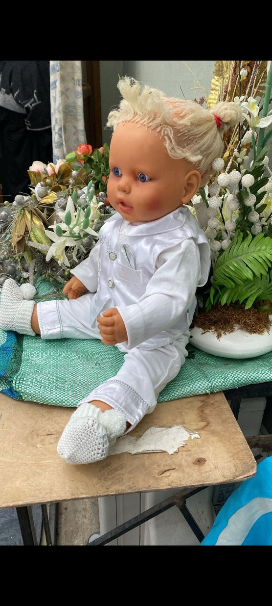 Düğmeli Bohem Beyaz kız bebek - Görsel 2