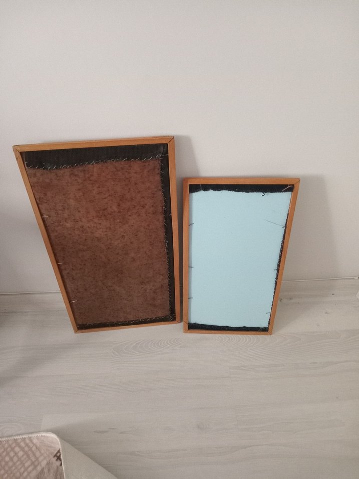 Bordo Çiçek Desenli İki Ahşap antıka Çerçeveli Tablo - Görsel 3