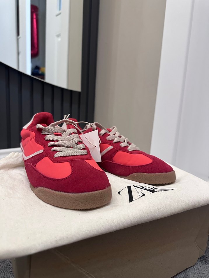 Kırmızı  Kadın Spor Ayakkabı DERİ - Görsel 3